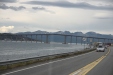 Erster Blick auf die große Brücke von Tromsø